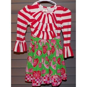 Girl's Christmas Dress Size 6 Holiday red and white Ashberry label Made in USA`